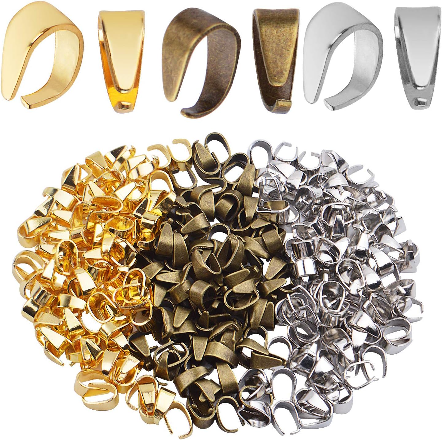 Pendant Clasps, 300pcs Mixed Pinch Clip Bails Alloy Pendant