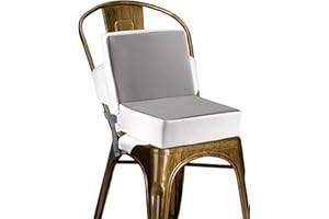 OTTOLIVES Toddler Booster Seat for Dining Table Thick Increasing Waterproof PU Washable Cushion with 2 Adjustable Straps Safety Buckle (Grey)