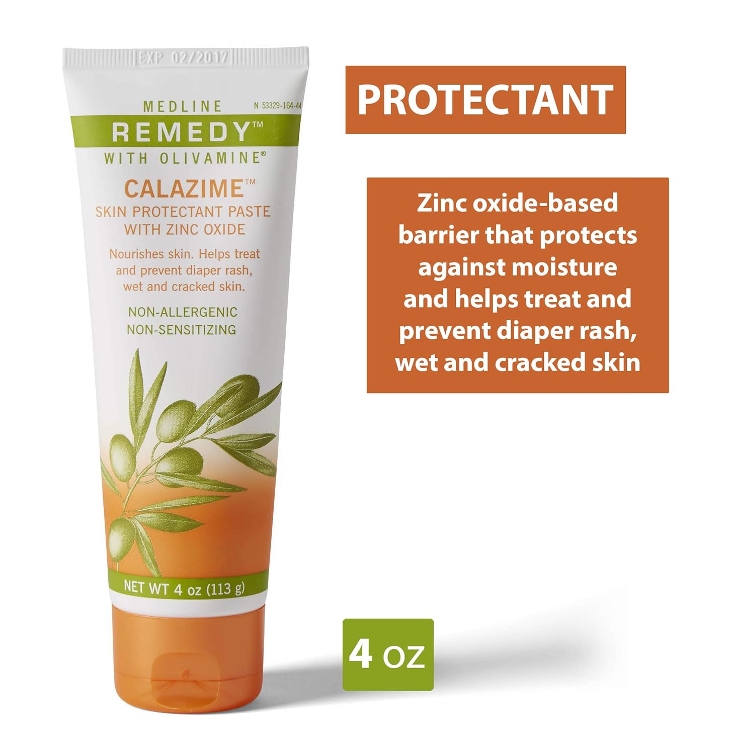 Medline MSC094544 Remedy Olivamine 4 Ounce Calazime Skin Protectant Paste Cream, used with dry chapped skin from diaper rash, incontinence, dermatitis, psoriasis, burns, bites, or rash: Industrial & Scientific