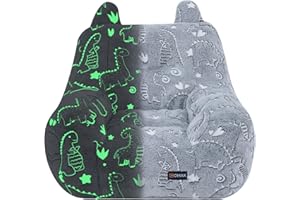 COMAX Bean Bag Chair for Kids, Kid Beanbag Chair Cute, Toddler Lazy Chair with Shredded Foam Filling, Stuffed Floor Sofa Couch with Pocket for Boys and Girls, Grey Dino