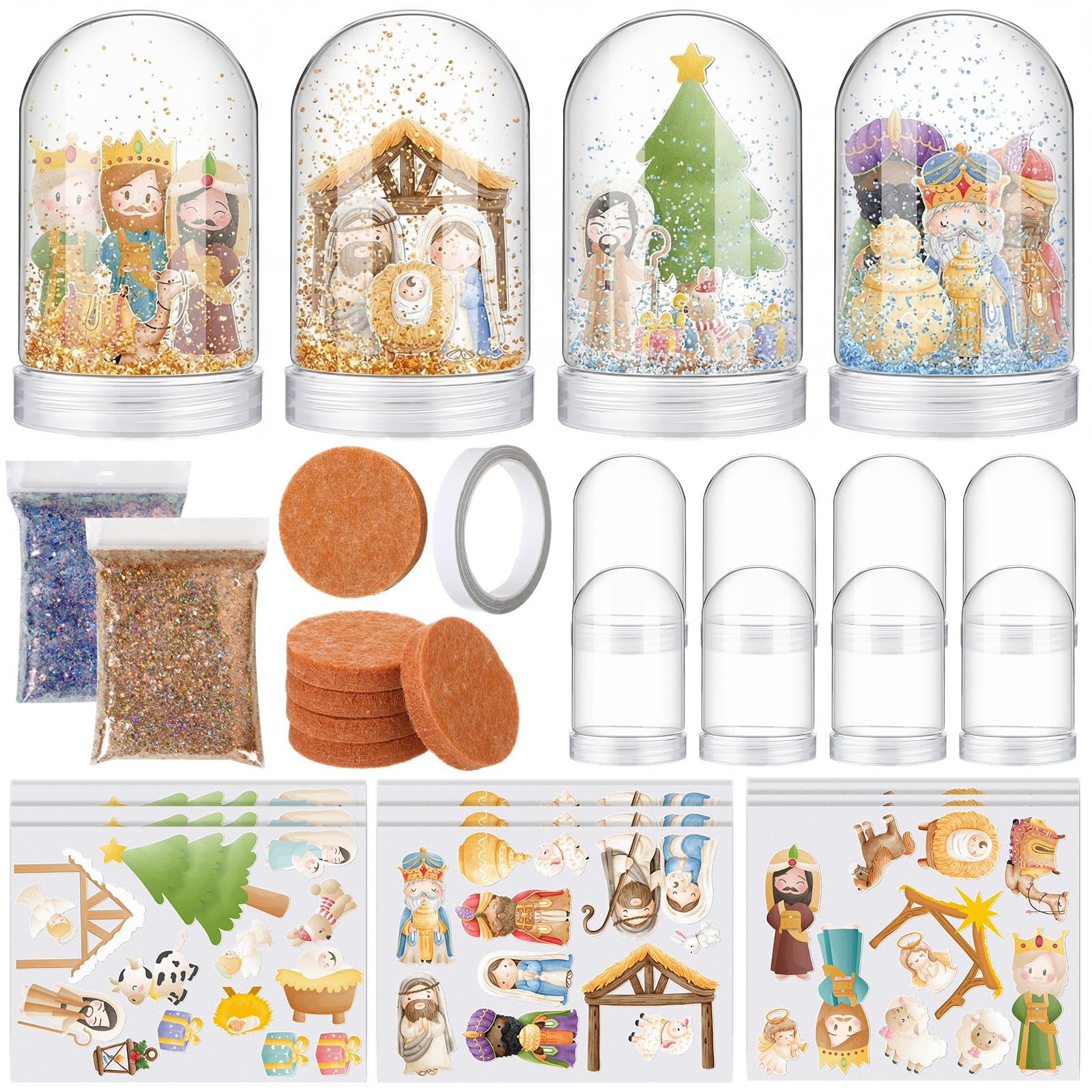 Photo 1 of Soulchen 21 Sets DIY Snow Globe Kit Nativity Crafts 4.33 x 2.56 Inch Plastic Glitter Snow Globes for Christmas Easter Activities Sunday School Crafts Bible Story Ornaments Decorations