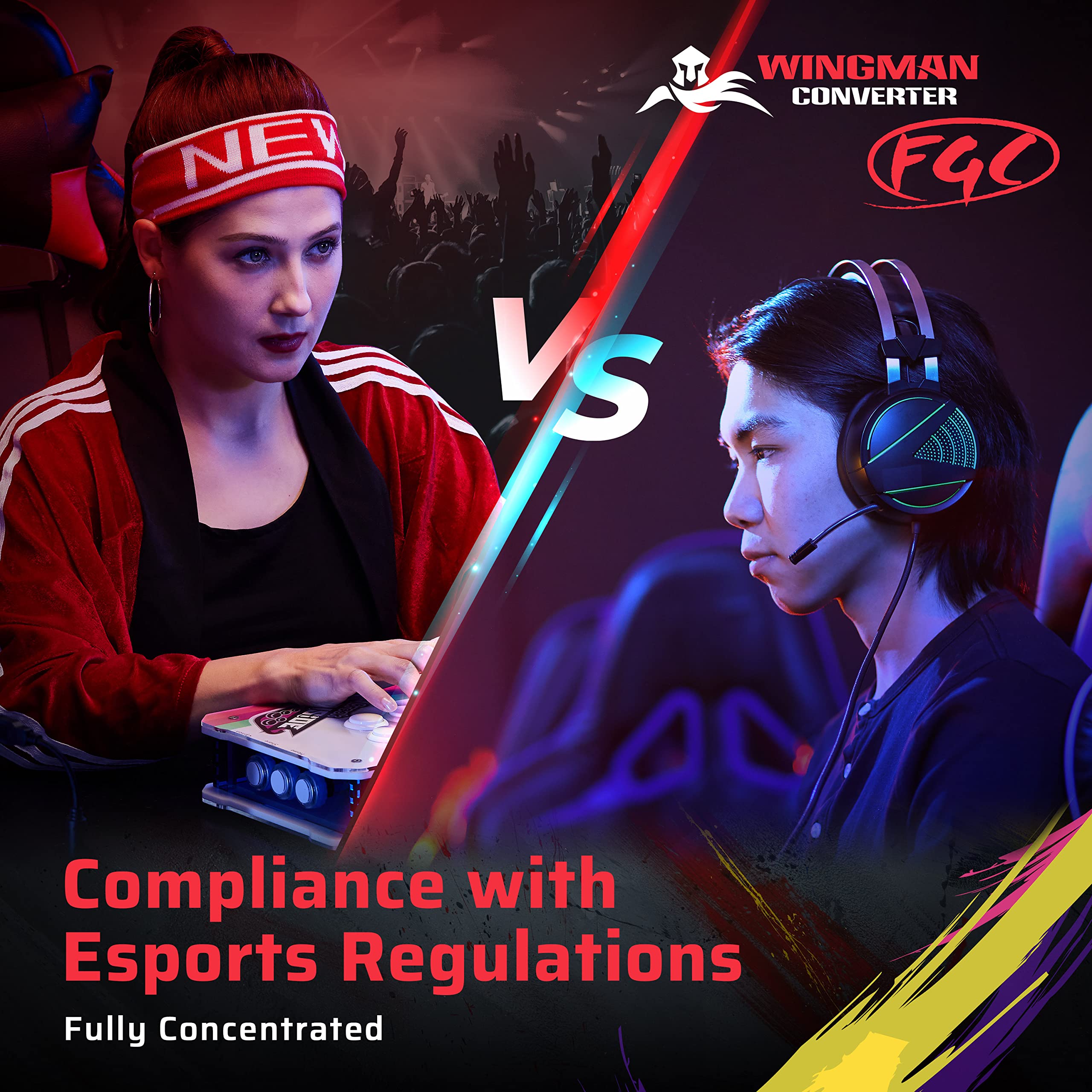 Brook Wingman FGC Converter - an Arcade Joystick Converter, Built for PS5 Fighting Games, Supports Street Fighter 6 and Tekken 8