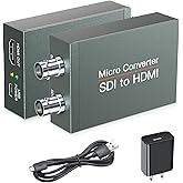 SDI to HDMI Converter with SDI Loop Out, 1080p HD-SDI / 3G-SDI/SD-SDI to HDMI Video Audio Converter, BNC to HDMI Adapter for 