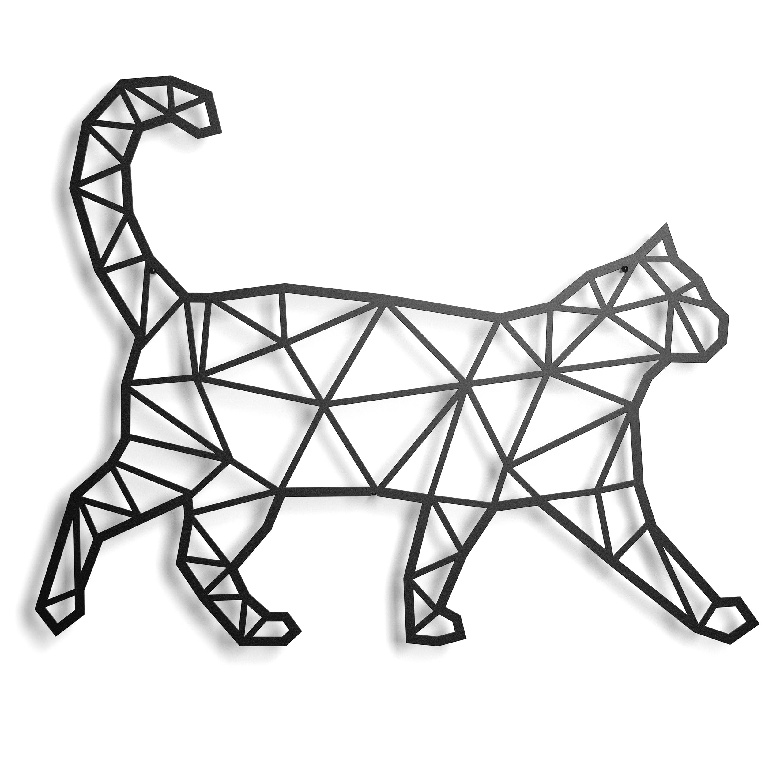 Metal Wall Decoration Metal Wall Sculpture Floating Shadow Steel Sculpture (43x31cm, Walking Cat)