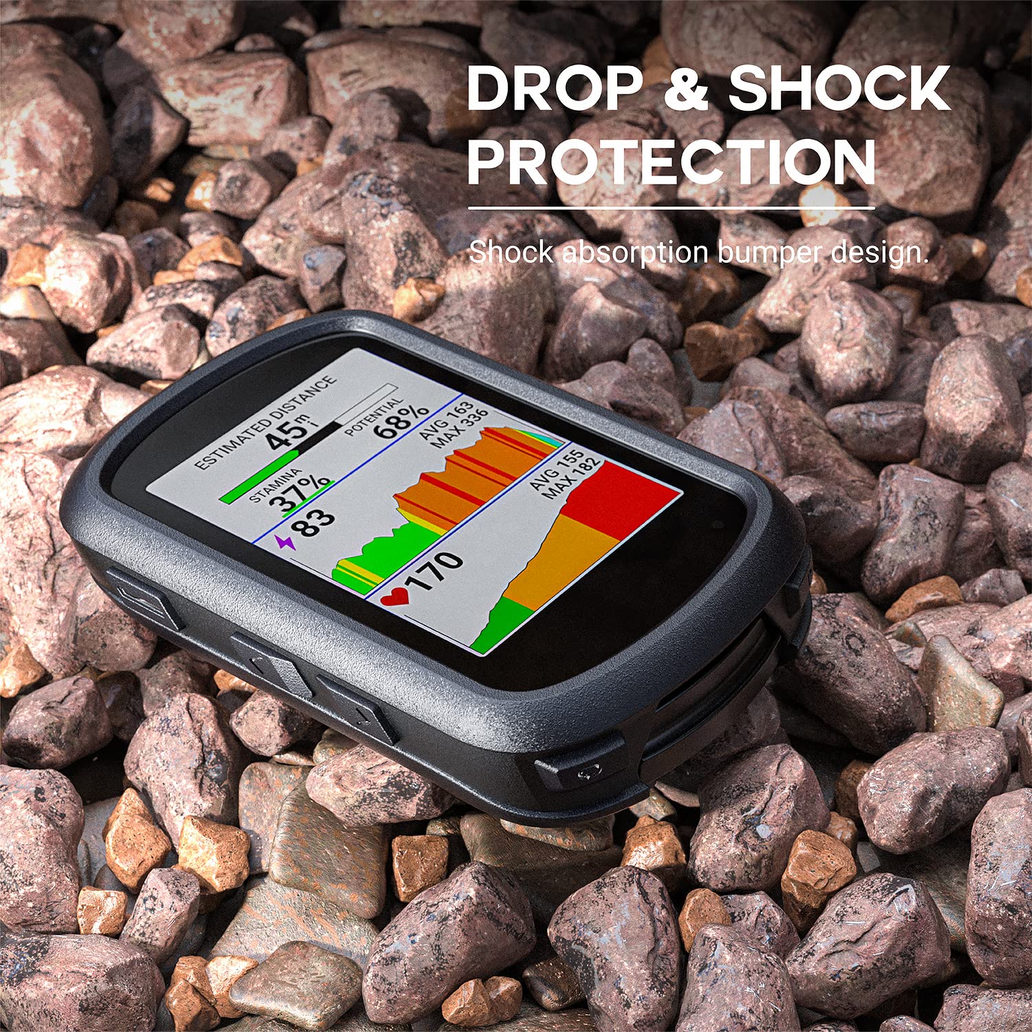 TUSITA Silicone Case Compatible with Garmin Edge 540 | 540 Solar | 840 | 840 Solar - Black