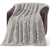 UGG Adalee Faux Fur Throw Blanket Luxury Lightweight Cozy Soft Throw for Couch Bed or Chair Hypoallergenic Machine Washable Double-Sided Fluffy Blanket Home Decor, 50-inch x 70-inch, Seal Grey