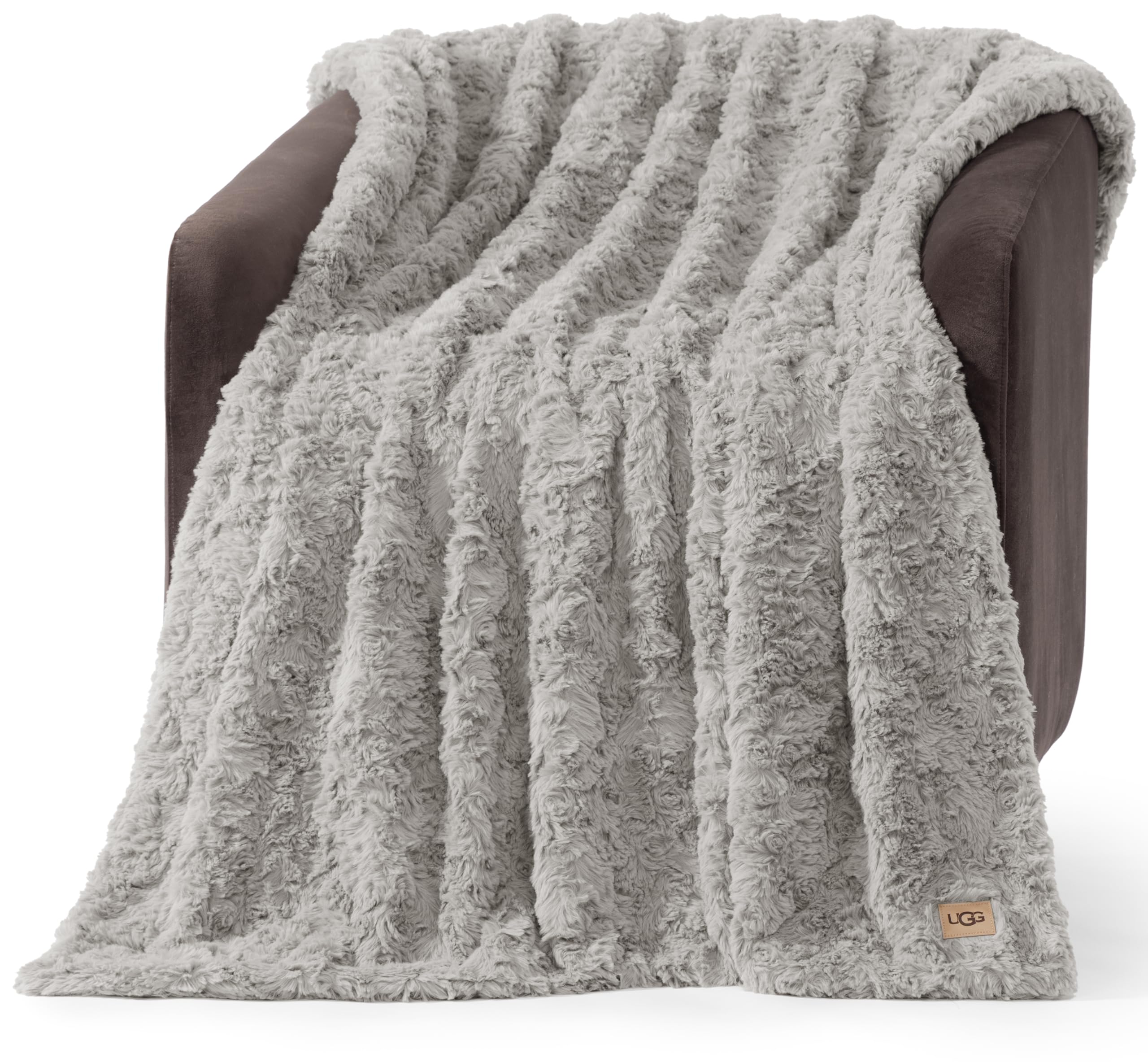 Photo 1 of **DIRTY **UGG Adalee Faux Fur Throw Blanket Luxury Lightweight Cozy Soft Throw for Couch Bed or Chair Hypoallergenic Machine Washable Double-Sided Fluffy Blanket Home Decor, 50-inch x 70-inch, Seal Grey
