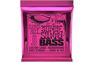 Ernie Ball Short Scale Super Slinky Nickel Wound Bass Guitar Strings, 40-100 Gauge (P02854)