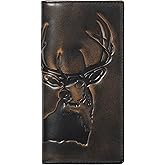 House of Jack Co. Deer Long Bifold Wallet for Men and Outdoorsmen, Rodeo Wallet, Full Grain Cowhide Leather Wallet, Black