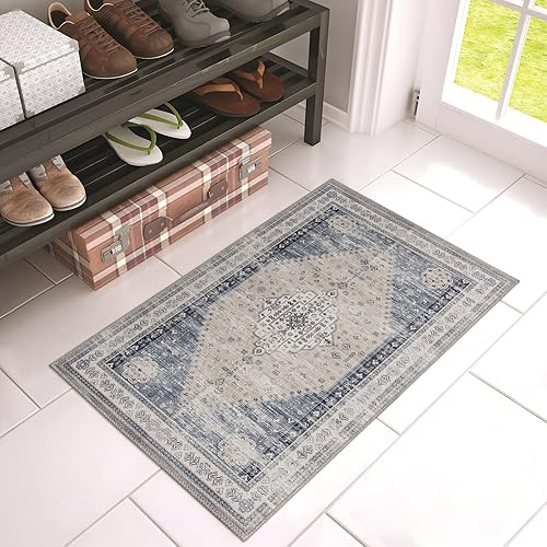 DECOMALL Kalina Washable Area Rugs, Bohemian Vintage Foldable Carpet for Living Room Bedroom Dinning Room Kitchen,2x3ft