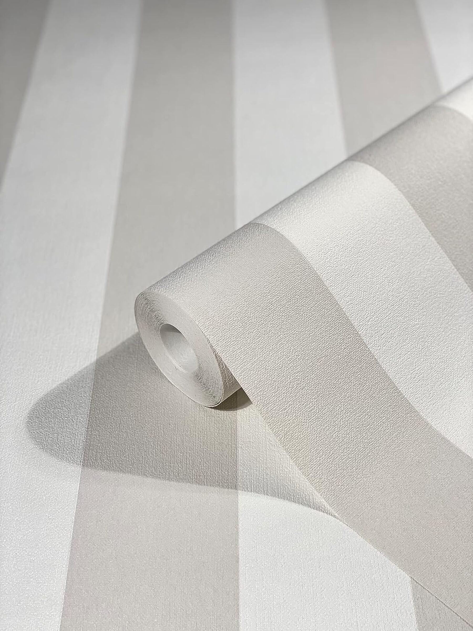 WALLCOVER Non-Woven Wallpaper Grey Stripes Country House White Lines Modern Block Stripe Wallpaper Fine Structure 10.05 x 0.53 m Made in Germany
