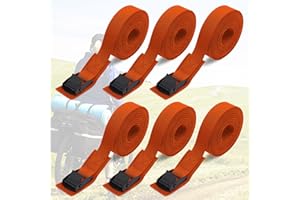 AYIFAN 6.6ft Lashing Straps with Adjustable Cam Buckles Tie Down Cinch Straps up to 550lbs for Packing,Cargo,Luggage,Motorcycles,Truck Orange 6 Pack (6.6' x 1")