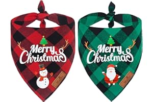Malier 2-Pack Dog Bandanas Christmas Classic Buffalo Plaid Dog Scarvesfabrik triangle Bibs Kerchief Merry Christmas Pet Costume for Small to Large Dogs & Cats