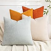 Cozoomy Set of 4 Soft Textured Decorative Throw Pillow Covers 18x18 Inch Cozy Farmhouse Cushion Cover Square Accent Pillow Cases for Bed Couch Sofa Living Room, Beige Aqua Burnt Orange