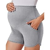 Ekouaer Maternity Shorts Over The Belly Pregnancy Lounge Summer Workout Pajama Sleep Shorts with Pockets