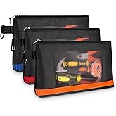 KENOBE 13" Tool Pouches with Zipper, Heavy Duty Small Tool Bag with Visible Window, Multipurpose Storage Utility Pouch for Tools, Gadgets, Cosmetics, Stationery, Travel Accessories, 3 Pack