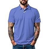 Men's Golf Polo Shirts UPF 50+ Short Sleeve Dri Fit Polos Stretch Performance Collared Golf Casual Work Business Wear