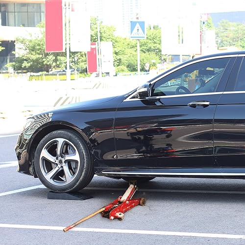 Low Profile Car Service Ramps (4 Pack) - 6 Ton Capacity, 17" Long, Anti-Slip, For Oil Changes & Jacking