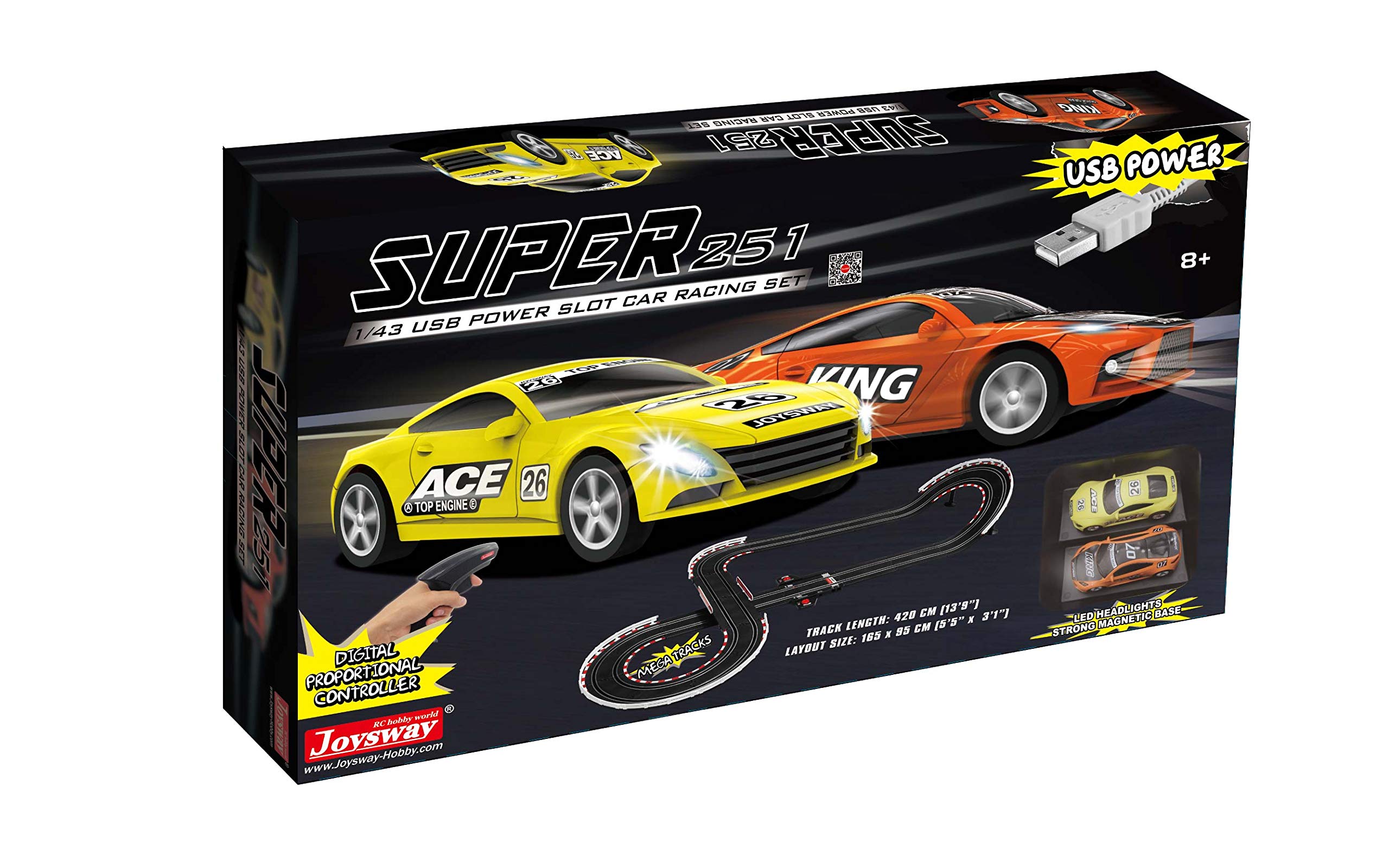 Super 251 USB Power Slot Car Racing Set