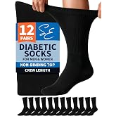 Special Essentials Diabetic Crew Socks Men &amp; Women, 12 Pairs, Non-Binding | For Neuropathy, Edema, Swollen &amp; Sensitive Feet; Extra Wide Stretch Top, Seamless Toe, Cushioned Sole, Cotton