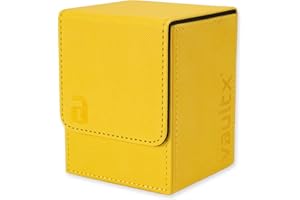 Vault X Trading Card Toploading Deck Box, 80+ sleeved cards, Premium Exo-Tec Material, Card Holder Storage Box, Detachable Magnetic Lid, for MTG Commander, TCG (Yellow)