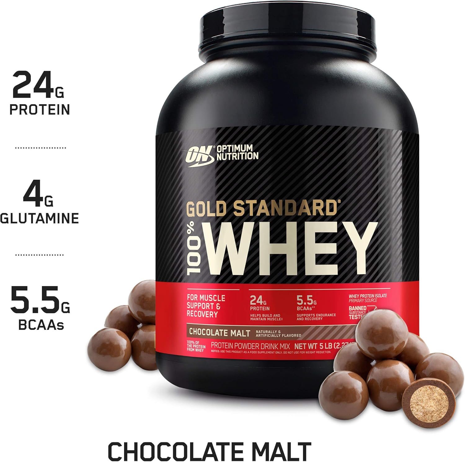 Optimum Nutrition Gold Standard 100% Whey Protein Powder, Chocolate Malt, 5 Pound (Packaging May Vary): Garden & Outdoor