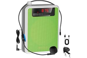 Voice Amplifier，Professional Mini Portable lotmusic Microphone Amplifier Speaker Rechargeable Wired Microphone Headset, Personal for Teacher Classroom Outdoor Meeting Tour Guides (Green)