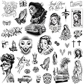 Los Vatos Chicano Vol. II - Cholo and Chola Temporary Tattoos For Men Women, Payasa, Lowrider, Virgin Mary, Prayer, Cross, Chicana, Gangster, Fake Tattoo, D&iacute;a de Muertos, Tatuajes Temporales