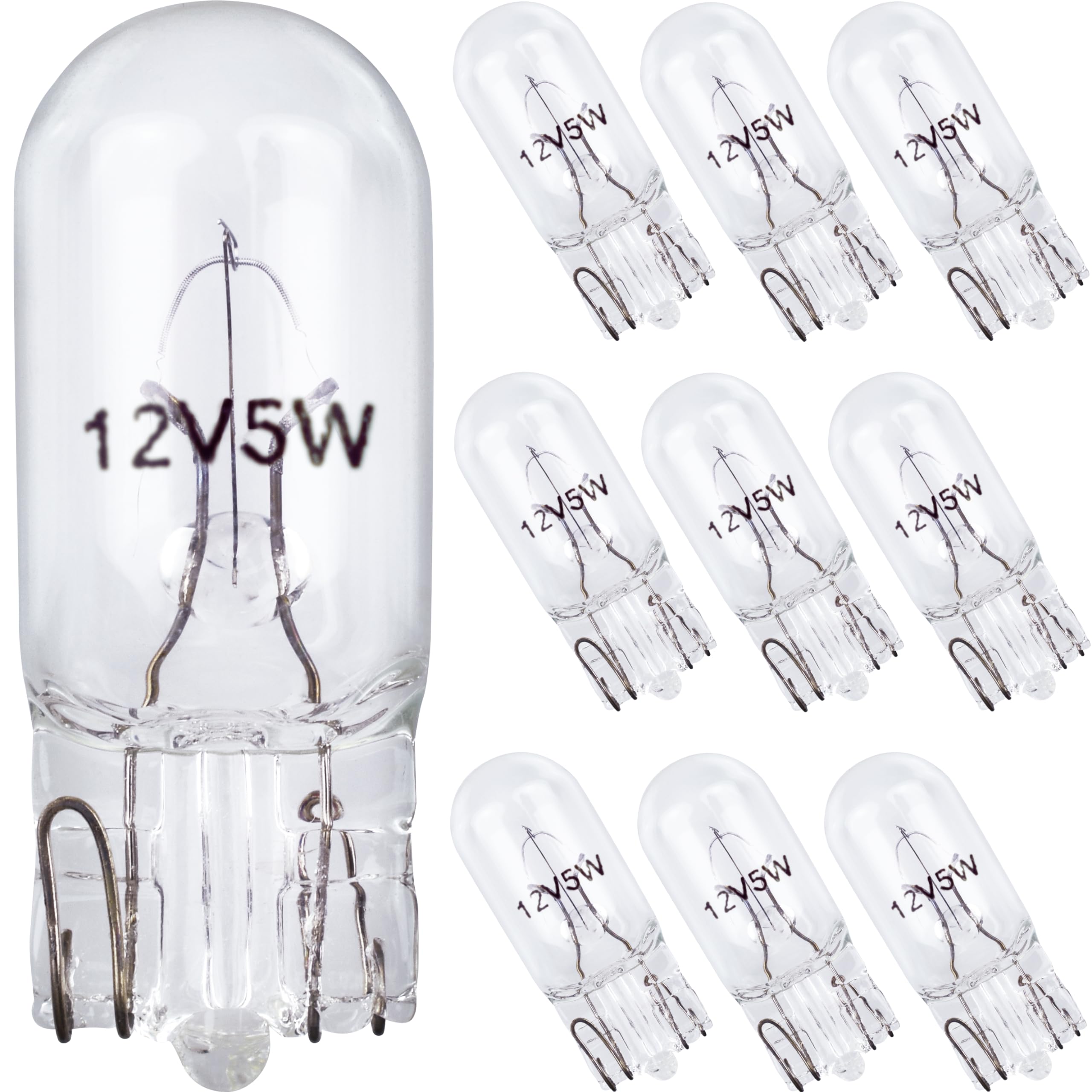 Photo 1 of 194 Bulb License Plate and Landscape Light Bulbs W5W 12V 5W for Tag Light, Side Marker, Trunk, Brake, Map Light Bulb - T5, T10 Wedge Base Low Voltage Landscape Lighting Bulbs - Long Life 10 Pack