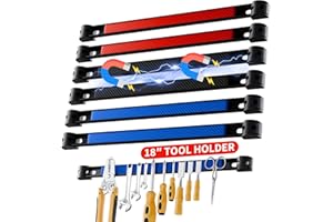 FLYVOLE 6 Pack 18" Upgraded Magnetic Tool Holder Strip, Wall Mount Magnetic Strips Heavy Duty, Magnetic Tool Organizer Pry Bar Holder for Garage Workshop Kitchen, Mounting Screws Included (18" ‌Multicolor)
