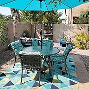 Amazon Com Trademark Innovations Tilt Crank Patio Umbrella Teal 10 Garden Outdoor