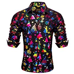 Barry.Wang Mens Christmas Shirts Xmas Shiny Holiday