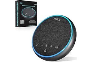 Pyle Portable Conference Speakerphone, Multifunctional Wireless BT Speaker Phone with USB C and Aux Cable, 10m Omnidirectional Microphone Coverage, Ideal for Home and Office Use