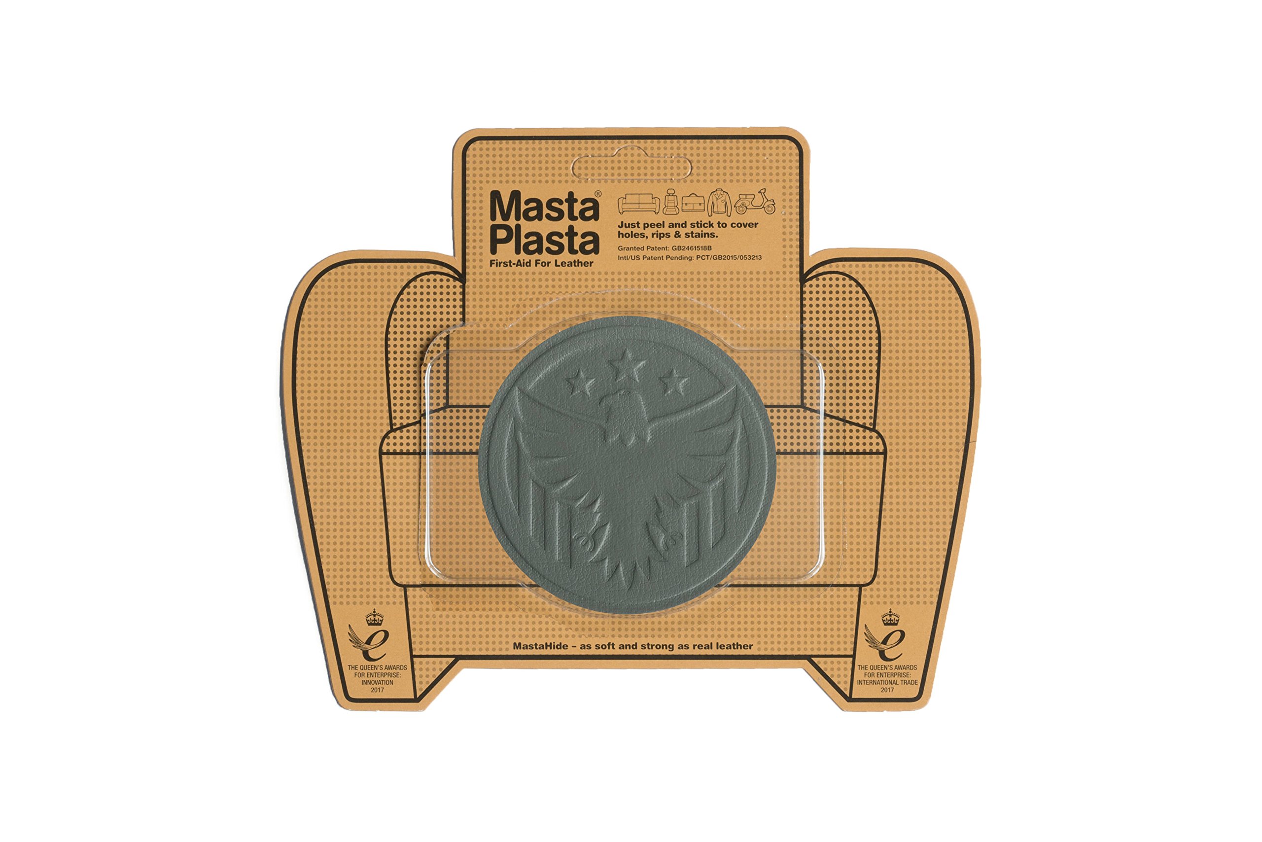 MastaPlastaSelf-Adhesive Premium Leather Repair Patch - Grey Eagle 8cm x 8cm (3in x 3in). Your Quick and Easy Leather Repair Kit and Decoration for Sofas, Car Seats, Bags, Jackets, DIY