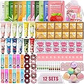 132PCS Spa Party Supplies for Women, Spa Party Favors Include Face Masks, Hand Cream, Lip Balm, Under Eye Patches, Lip Mask, Foot Bath Bombs, Hair Band, Spa Birthday Sleepover Party Supplies for Girls