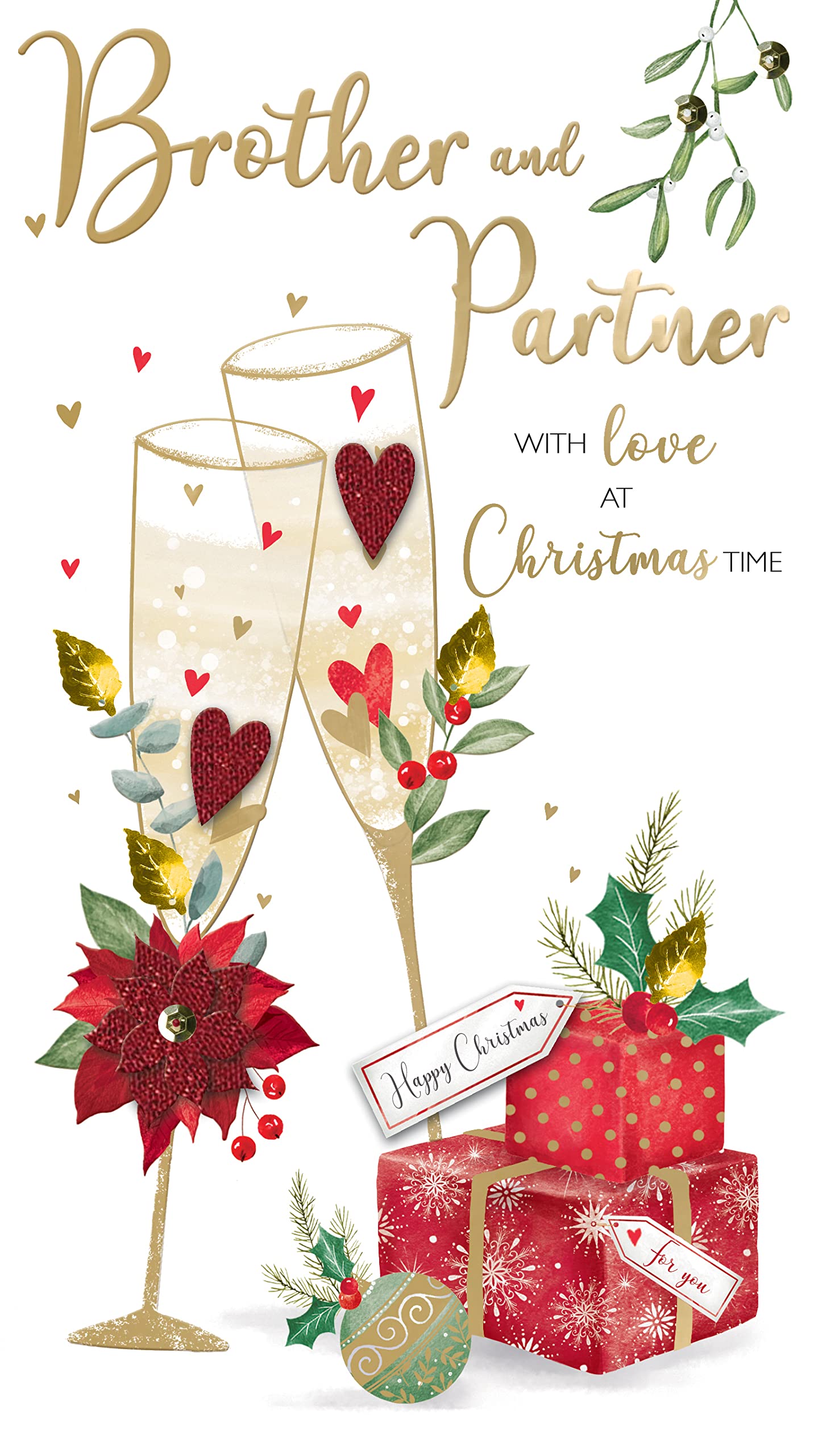Brother & Partner Embellished Christmas Card Hand-Finished Champagne Cards XCDC401