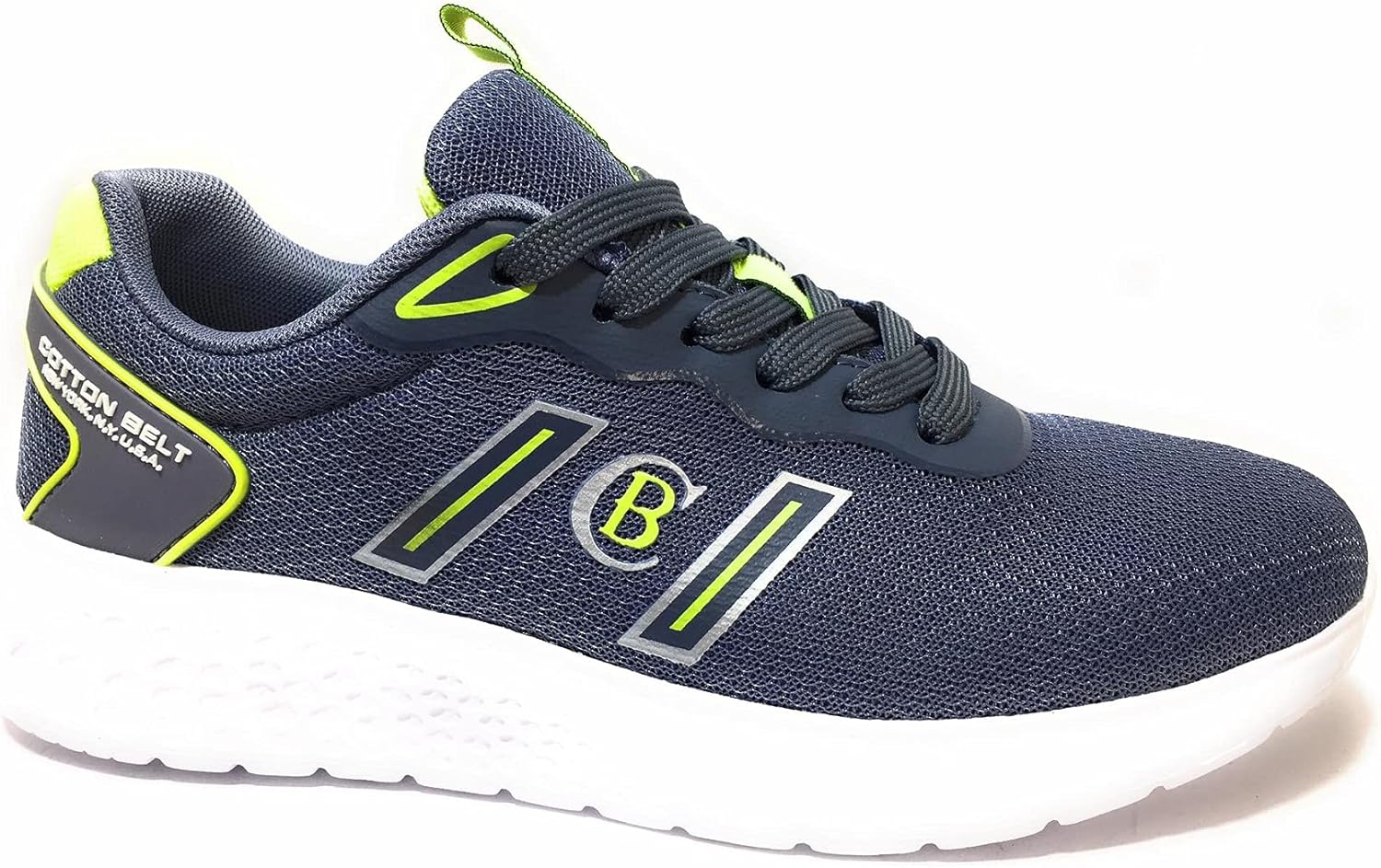 COTTON BELT Sneakers Stringate Uomo in Tessuto Navy/White/Yello Casual