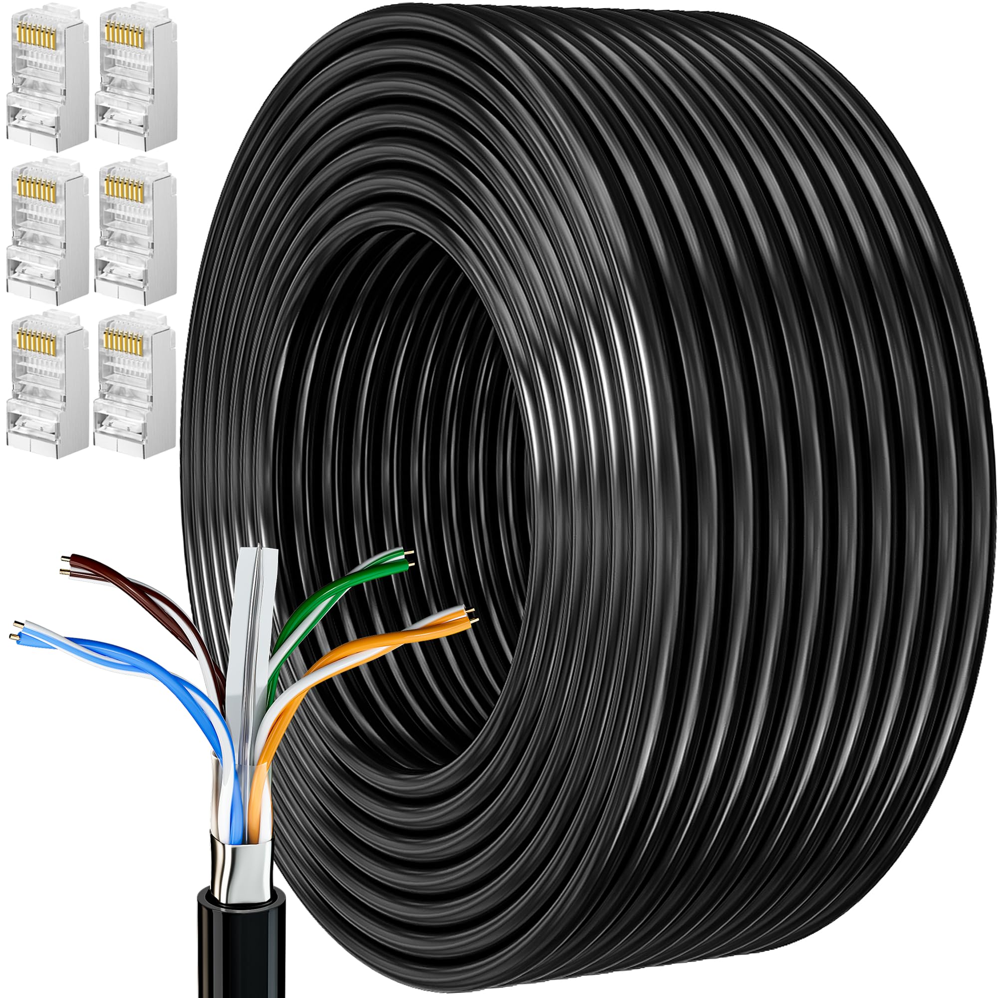 MEIPEK Ethernet Cable 30m, Cat 6 External Bulk Internet Cable 30 Meters FTP 23AWG Lan Cable Extra Long High Speed Network Cable Shielded Anti-Jamming Weatherproof Rj45 Patch Cable 100ft — image 1