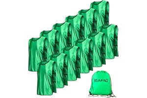 KUAIPAO 12 Pieces Soccer Pinnies Scrimmage Vest Team Practice Jerseys Sports Pinnies With Free Carry Bag