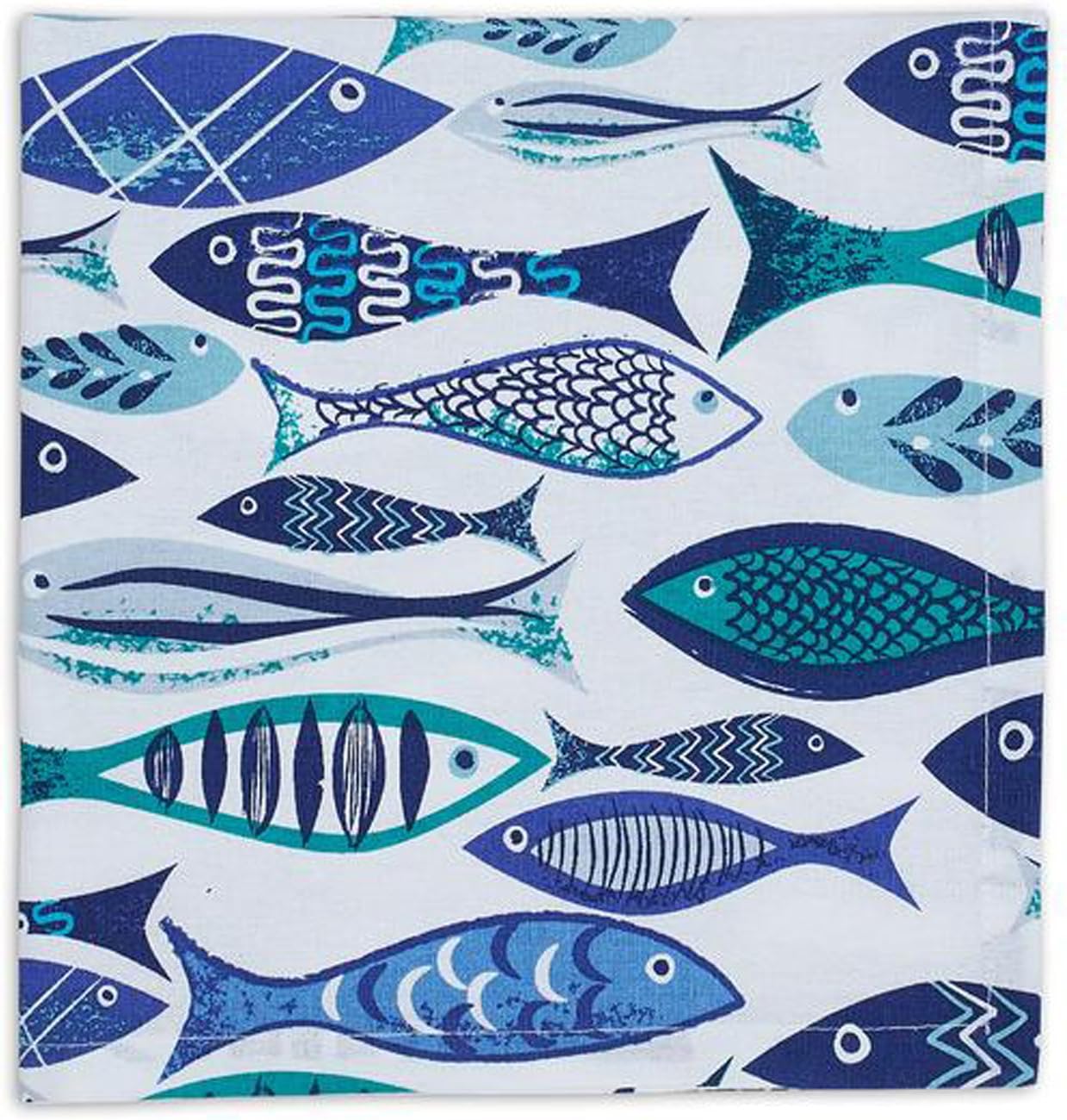 Design Imports Blue Santorini Cotton Table Linens, Dishtowels 18-Inch by 28-Inch, Set of 2, Scallops Jacquard: Home & Kitchen