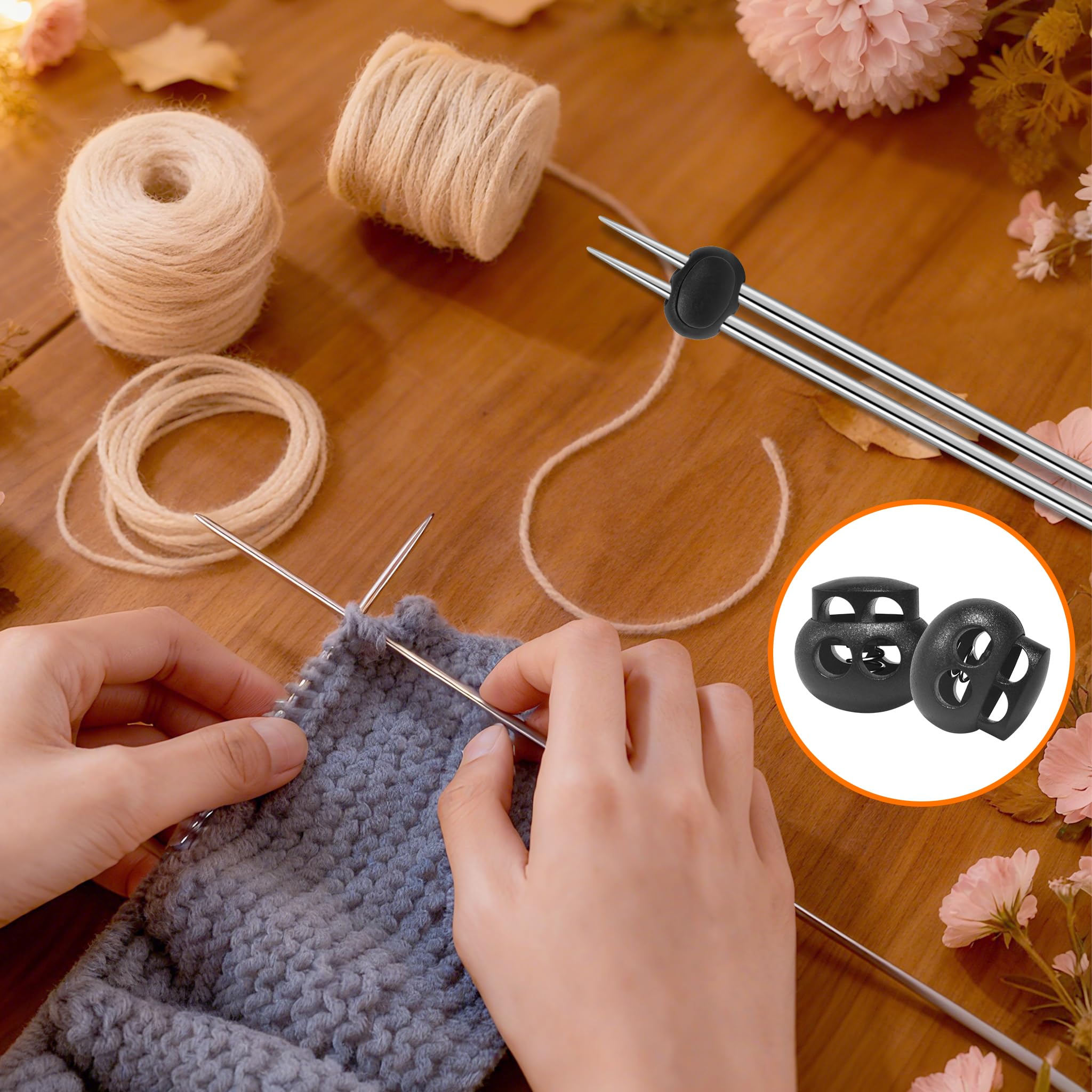 25pcs Spring Cord Lock End Stopper Fastener Slider Toggles Clip Double Hole Round Plastic for Drawstrings Lanyard Paracord Elastic Bungee Shock Cord Rope Shoe Lace Tie Locks Shoelace Lace Lock