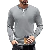 COOFANDY Mens Knit Henley T-Shirts Dress Long Sleeve Sweater Casual Collarless Quarter Button Pullover
