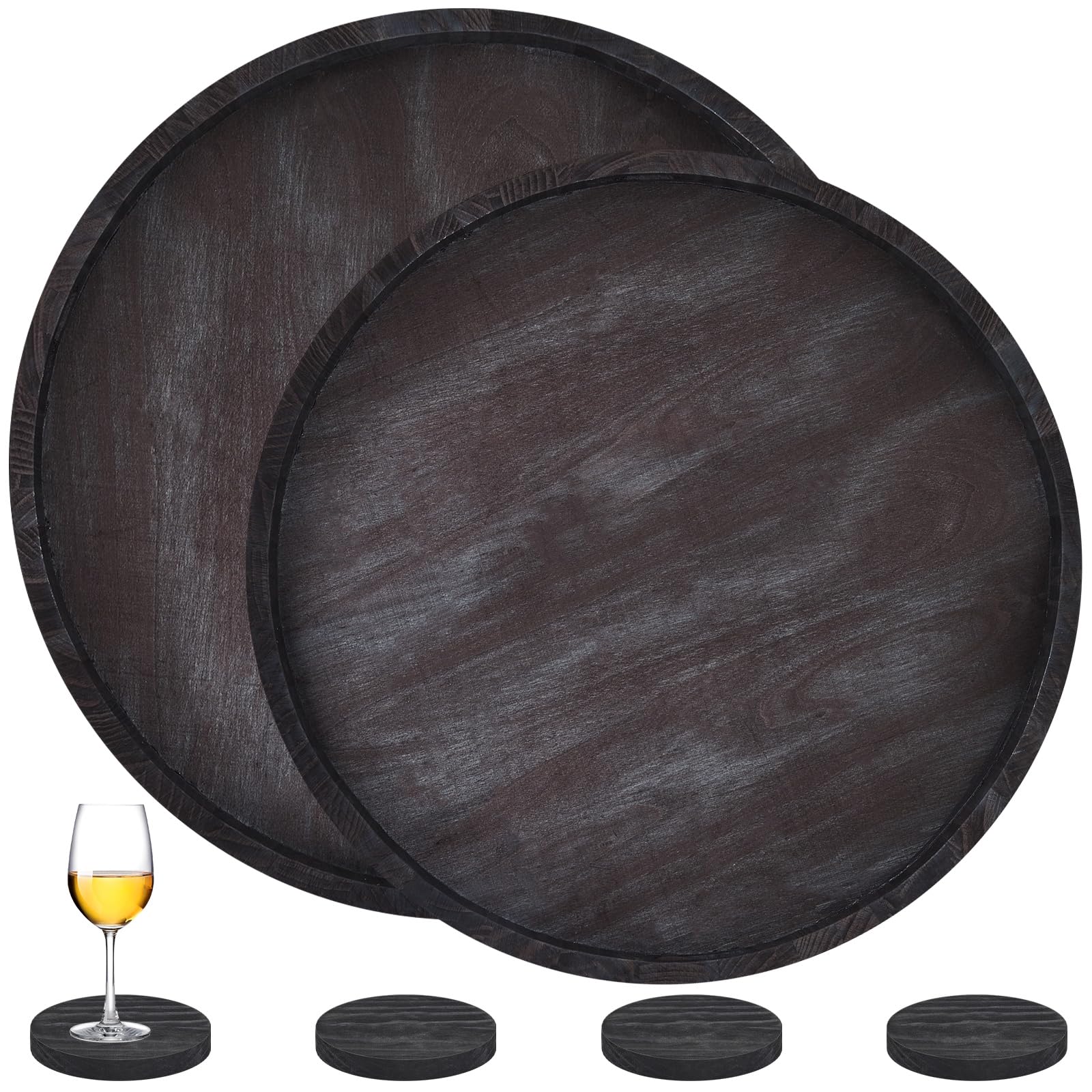Suzile 2 pcs extra large round serving tray with handle 23 21 round