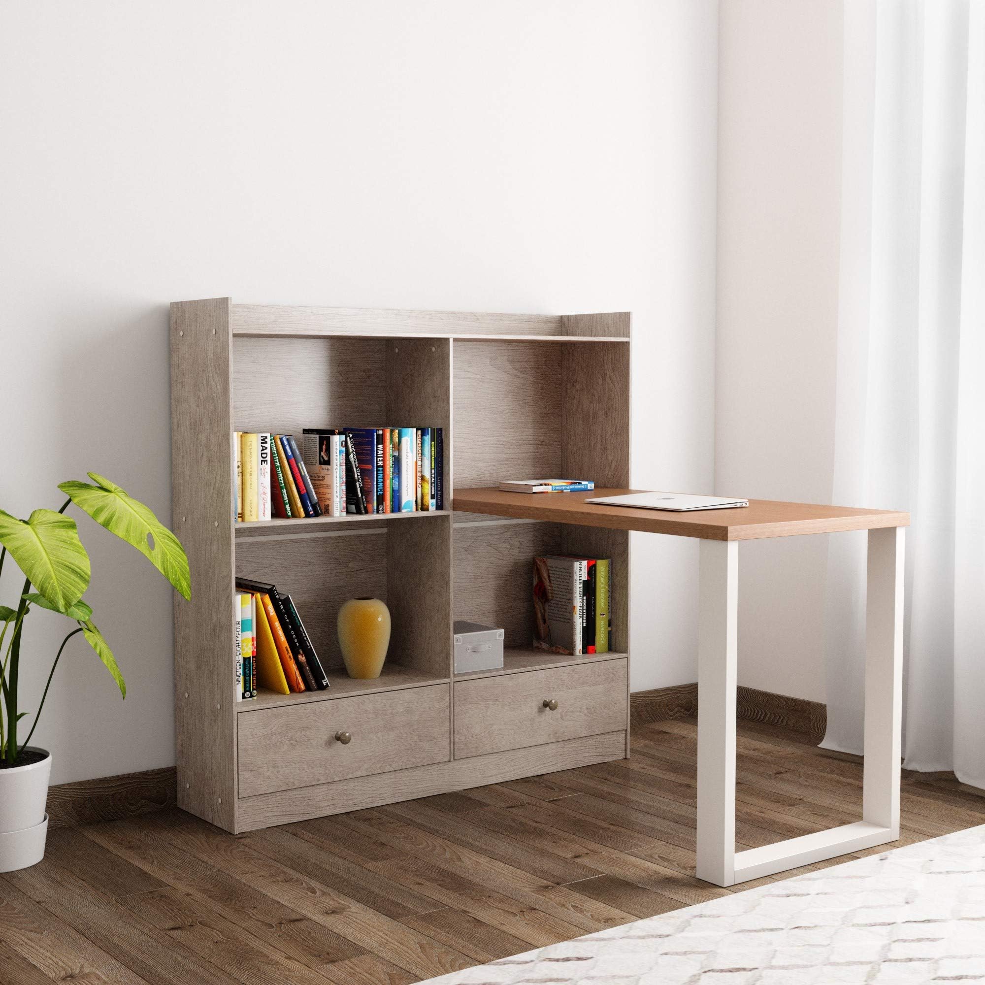 Woodness Chicago X Engineered Wood L-Shaped Computer Desk (Matte Finish, Grey Oak)
