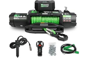 STEGODON 13500LB Winch with Synthetic Rope,Wired Handle and Wireless Remote 12V Waterproof Electric Winch for Truck Trailer Jeep Off Road Recovery and Towing