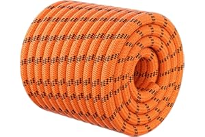 HOKINETY Double Braided Arborist Rigging Rope - 3/8 in X 100 ft 24 Strands Outdoor Pulling Heavy Duty Polyester Bull Rope for Swing Tree Work Camping Rescue Hiking - Orange