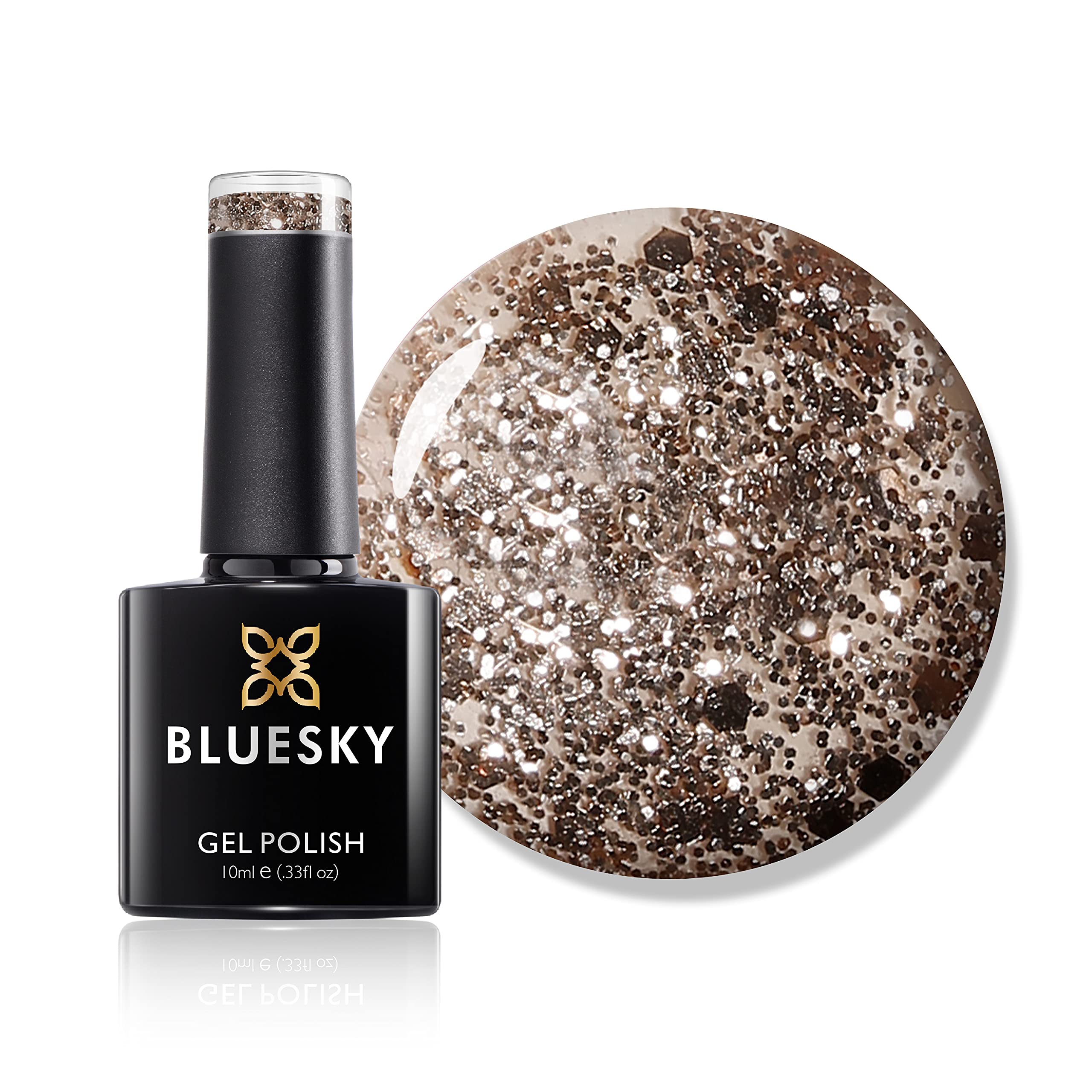 Bluesky Gel Nail Polish, Luxury Gold BSH015, Glitter, Long Lasting, Chip Resistant, 10 ml (Requires Drying Under UV LED Lamp)