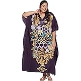 Oussum Women Plus Size Kaftans Kimono Polyester Dresses Loose Caftan Dress Ladies Evening Casual Long Maxi Lounge Beach Wear