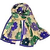 WZX Boho Scarf for Women Lightweight Floral Printed Scarves Fashion Shawl Wraps for All Season