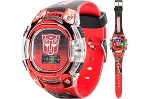 Accutime Transformers Kids Watch – LCD Display, Metallic Bezel, Adjustable Comfortable Strap, Collectible Tin – Perfect for Boys and Girls
